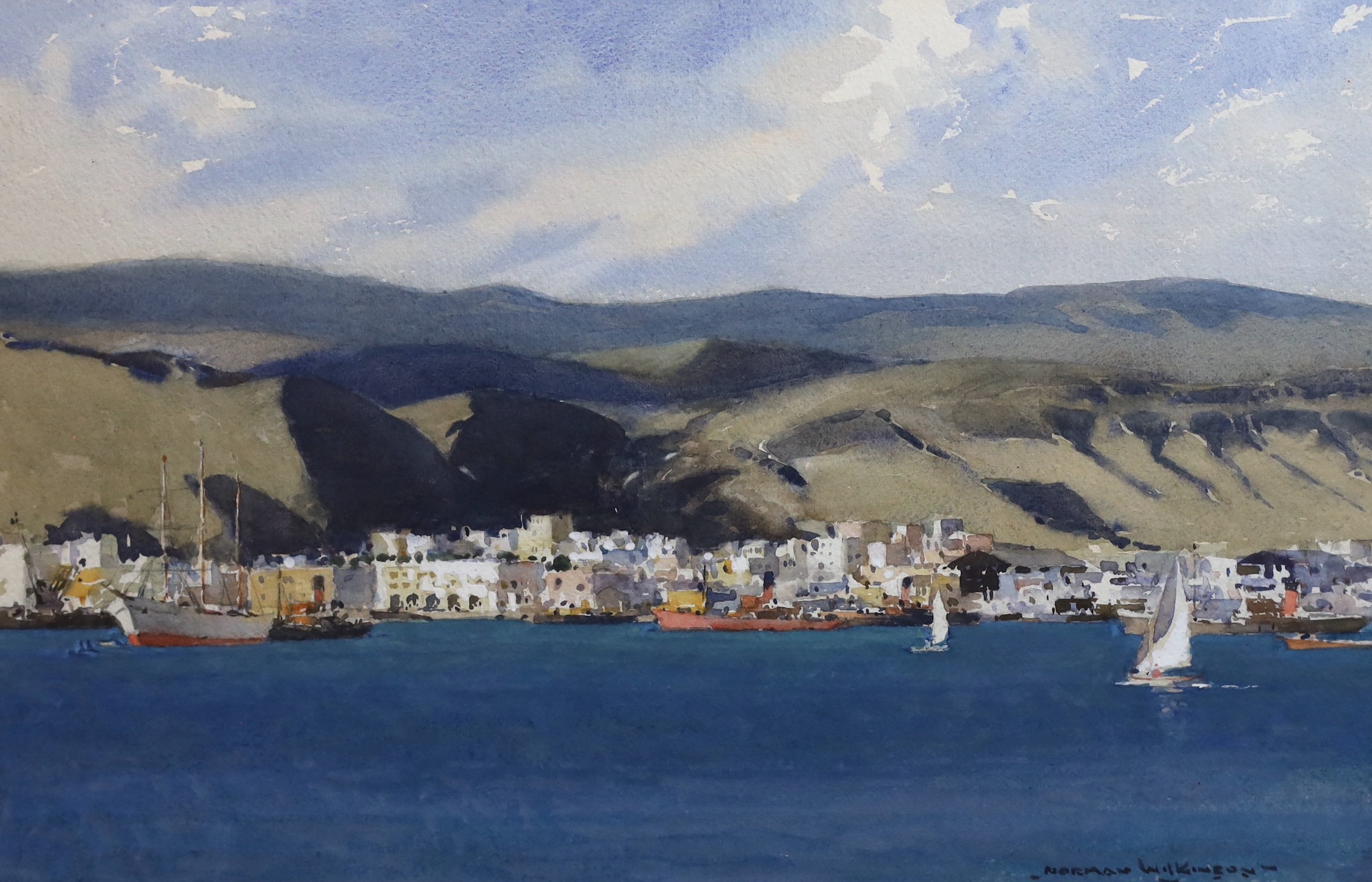 Norman Wilkinson CBE (British, 1878-1971), 'Las Palmas and the Canary Islands', watercolour, 33 x 50.5cm